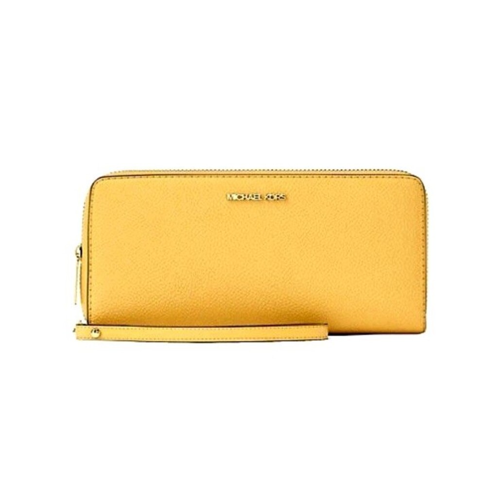 New Michael Kors Jet Set Large Travel Continental Wallet Leather Honey